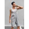 Runcati Mens Casual Bib Overall Shorts Lightweight Cotton Loose Fit Denim Jumpersuit Walkshort Pockets Rompers(Gray)
