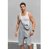 Runcati Mens Casual Bib Overall Shorts Lightweight Cotton Loose Fit Denim Jumpersuit Walkshort Pockets Rompers(Gray)