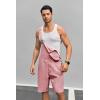 Runcati Mens Casual Bib Overall Shorts Lightweight Cotton Loose Fit Denim Jumpersuit Walkshort Pockets Rompers(Pink)
