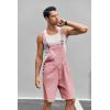 Runcati Mens Casual Bib Overall Shorts Lightweight Cotton Loose Fit Denim Jumpersuit Walkshort Pockets Rompers(Pink)