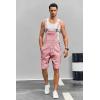 Runcati Mens Casual Bib Overall Shorts Lightweight Cotton Loose Fit Denim Jumpersuit Walkshort Pockets Rompers(Pink)