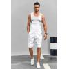 Runcati Mens Casual Bib Overall Shorts Lightweight Cotton Loose Fit Denim Jumpersuit Walkshort Pockets Rompers(White)