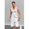 Runcati Mens Casual Bib Overall Shorts Lightweight Cotton Loose Fit Denim Jumpersuit Walkshort Pockets Rompers(White)