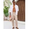 Runcati Mens Casual Pants Linen Elastic Waist Drawstring Lightweight Pants Loose Fit Summer Beach Yoga Trouser(Apricot)