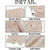 Runcati Mens Casual Pants Linen Elastic Waist Drawstring Lightweight Pants Loose Fit Summer Beach Yoga Trouser(Apricot)