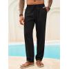 Runcati Mens Casual Pants Linen Elastic Waist Drawstring Lightweight Pants Loose Fit Summer Beach Yoga Trouser(Black)