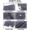 Runcati Mens Casual Pants Linen Elastic Waist Drawstring Lightweight Pants Loose Fit Summer Beach Yoga Trouser(Dark Grey)