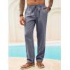 Runcati Mens Casual Pants Linen Elastic Waist Drawstring Lightweight Pants Loose Fit Summer Beach Yoga Trouser(Dark Grey)