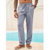 Runcati Mens Casual Pants Linen Elastic Waist Drawstring Lightweight Pants Loose Fit Summer Beach Yoga Trouser(Grey)
