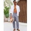 Runcati Mens Casual Pants Linen Elastic Waist Drawstring Lightweight Pants Loose Fit Summer Beach Yoga Trouser(Grey)