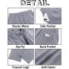 Runcati Mens Casual Pants Linen Elastic Waist Drawstring Lightweight Pants Loose Fit Summer Beach Yoga Trouser(Grey)