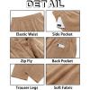 Runcati Mens Casual Pants Linen Elastic Waist Drawstring Lightweight Pants Loose Fit Summer Beach Yoga Trouser(Light Brown)