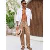 Runcati Mens Casual Pants Linen Elastic Waist Drawstring Lightweight Pants Loose Fit Summer Beach Yoga Trouser(Light Brown)