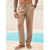 Runcati Mens Casual Pants Linen Elastic Waist Drawstring Lightweight Pants Loose Fit Summer Beach Yoga Trouser(Light Brown)