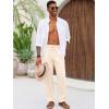 Runcati Mens Casual Pants Linen Elastic Waist Drawstring Lightweight Pants Loose Fit Summer Beach Yoga Trouser(Light Khaki)