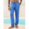 Runcati Mens Casual Pants Linen Elastic Waist Drawstring Lightweight Pants Loose Fit Summer Beach Yoga Trouser(Royal Blue)