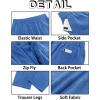 Runcati Mens Casual Pants Linen Elastic Waist Drawstring Lightweight Pants Loose Fit Summer Beach Yoga Trouser(Royal Blue)