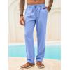 Runcati Mens Casual Pants Linen Elastic Waist Drawstring Lightweight Pants Loose Fit Summer Beach Yoga Trouser(Sky Blue)