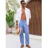 Runcati Mens Casual Pants Linen Elastic Waist Drawstring Lightweight Pants Loose Fit Summer Beach Yoga Trouser(Sky Blue)