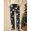 Runcati Mens Christmas Pajama Pants Fleece PJ Lounge Pants Holiday Party Sleepwear(Black)