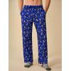 Runcati Mens Christmas Pajama Pants Fleece PJ Lounge Pants Holiday Party Sleepwear(Navy Blue)