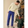 Runcati Mens Christmas Pajama Pants Fleece PJ Lounge Pants Holiday Party Sleepwear(Navy Blue)
