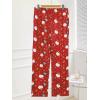 Runcati Mens Christmas Pajama Pants Fleece PJ Lounge Pants Holiday Party Sleepwear(Red)