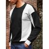 Runcati Mens Color Block Sweatshirt Pullover Crewneck Long Sleeve Fleece Casual Ribbed Patchwork Fall Tops(Black)