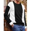 Runcati Mens Color Block Sweatshirt Pullover Crewneck Long Sleeve Fleece Casual Ribbed Patchwork Fall Tops(Black)