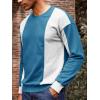 Runcati Mens Color Block Sweatshirt Pullover Crewneck Long Sleeve Fleece Casual Ribbed Patchwork Fall Tops(Blue)