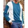 Runcati Mens Color Block Sweatshirt Pullover Crewneck Long Sleeve Fleece Casual Ribbed Patchwork Fall Tops(Blue)