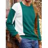 Runcati Mens Color Block Sweatshirt Pullover Crewneck Long Sleeve Fleece Casual Ribbed Patchwork Fall Tops(Green)