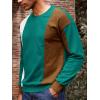 Runcati Mens Color Block Sweatshirt Pullover Crewneck Long Sleeve Fleece Casual Ribbed Patchwork Fall Tops(Green)
