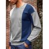 Runcati Mens Color Block Sweatshirt Pullover Crewneck Long Sleeve Fleece Casual Ribbed Patchwork Fall Tops(Grey)