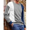 Runcati Mens Color Block Sweatshirt Pullover Crewneck Long Sleeve Fleece Casual Ribbed Patchwork Fall Tops(Grey)
