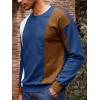 Runcati Mens Color Block Sweatshirt Pullover Crewneck Long Sleeve Fleece Casual Ribbed Patchwork Fall Tops(Navy Blue)