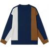 Runcati Mens Color Block Sweatshirt Pullover Crewneck Long Sleeve Fleece Casual Ribbed Patchwork Fall Tops(Navy Blue)