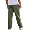 Runcati Mens Corduroy Pants Elastic Waist Straight Leg Casual Pleated Pants with Pockets(Army Green)
