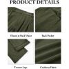 Runcati Mens Corduroy Pants Elastic Waist Straight Leg Casual Pleated Pants with Pockets(Army Green)