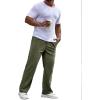 Runcati Mens Corduroy Pants Elastic Waist Straight Leg Casual Pleated Pants with Pockets(Army Green)