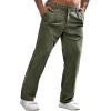 Runcati Mens Corduroy Pants Elastic Waist Straight Leg Casual Pleated Pants with Pockets(Army Green)