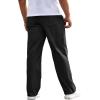 Runcati Mens Corduroy Pants Elastic Waist Straight Leg Casual Pleated Pants with Pockets(Black)