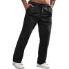 Runcati Mens Corduroy Pants Elastic Waist Straight Leg Casual Pleated Pants with Pockets(Black)