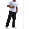 Runcati Mens Corduroy Pants Elastic Waist Straight Leg Casual Pleated Pants with Pockets(Black)