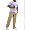 Runcati Mens Corduroy Pants Elastic Waist Straight Leg Casual Pleated Pants with Pockets(Khaki)