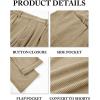 Runcati Mens Corduroy Pants Elastic Waist Straight Leg Casual Pleated Pants with Pockets(Khaki)