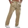 Runcati Mens Corduroy Pants Elastic Waist Straight Leg Casual Pleated Pants with Pockets(Khaki)