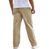 Runcati Mens Corduroy Pants Elastic Waist Straight Leg Casual Pleated Pants with Pockets(Khaki)