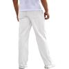 Runcati Mens Corduroy Pants Elastic Waist Straight Leg Casual Pleated Pants with Pockets(White)