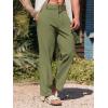 Runcati Mens Cotton Linen Pants Elastic Waist Casual Lightweight Loose Fit Beach Yoga Pants(Army Green)